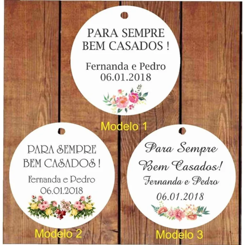 100 Tags Personalizados 4cm - Para Bem Casados / Casamento