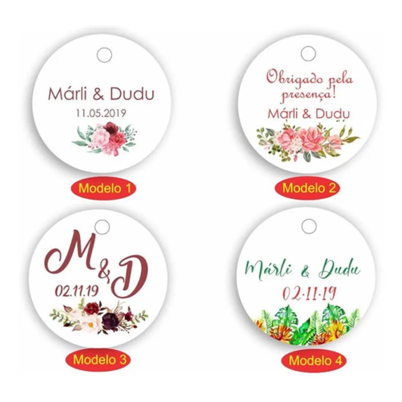 100 Tags Personalizados 4cm - Para Casamentos Bem Casados