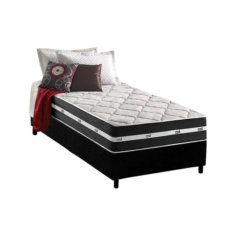 Conjunto Box Solteiro: Colchão Molas Anjos Superlastic Classic + Base crc Suede Black(88x188)