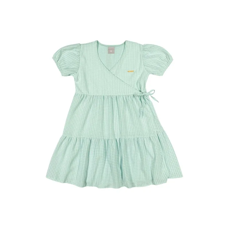 Vestido Infantil Menina Curto Xadrez Transpassado Colorittá Verde Claro 4