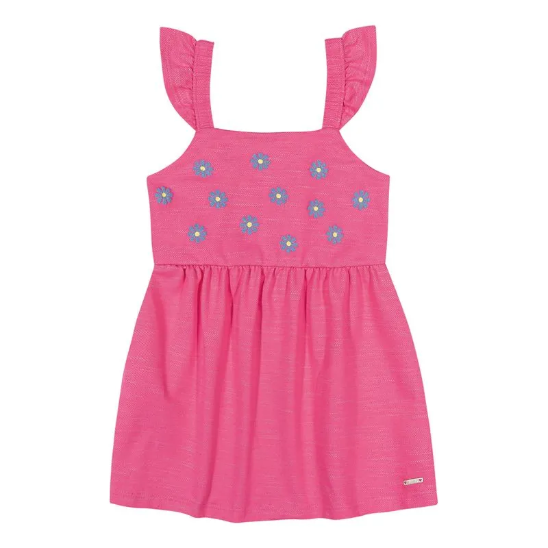 Vestido Infantil Menina Curto Estampado Florzinhas Elian Rosa 1