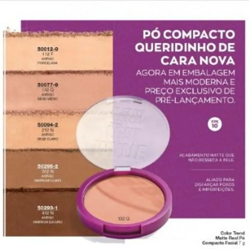 *Pó Compacto Avon Color Trend Matte Real Á Prova D'Água - 312F 7g