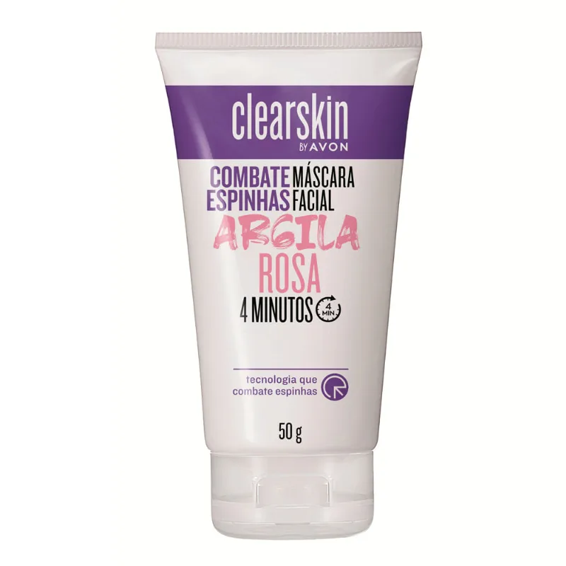 Máscara Facial ClearSkin Avon Argila Rosa Combate Espinhas 50g