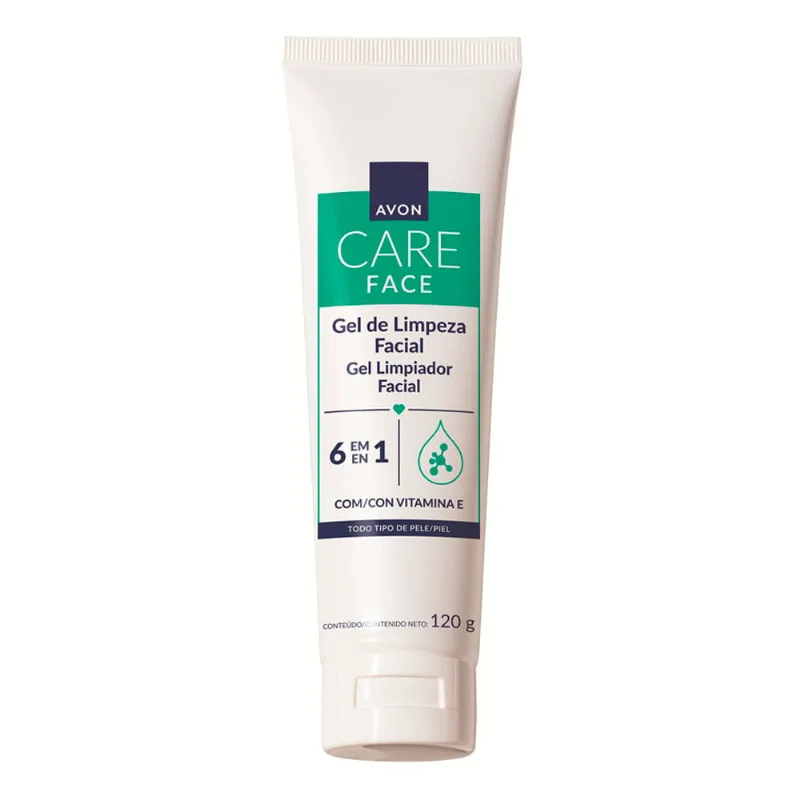 Gel de Limpeza Facial Avon Care Face 6 em 1 com Vitamina E Todos os Tipos de Pele 120g