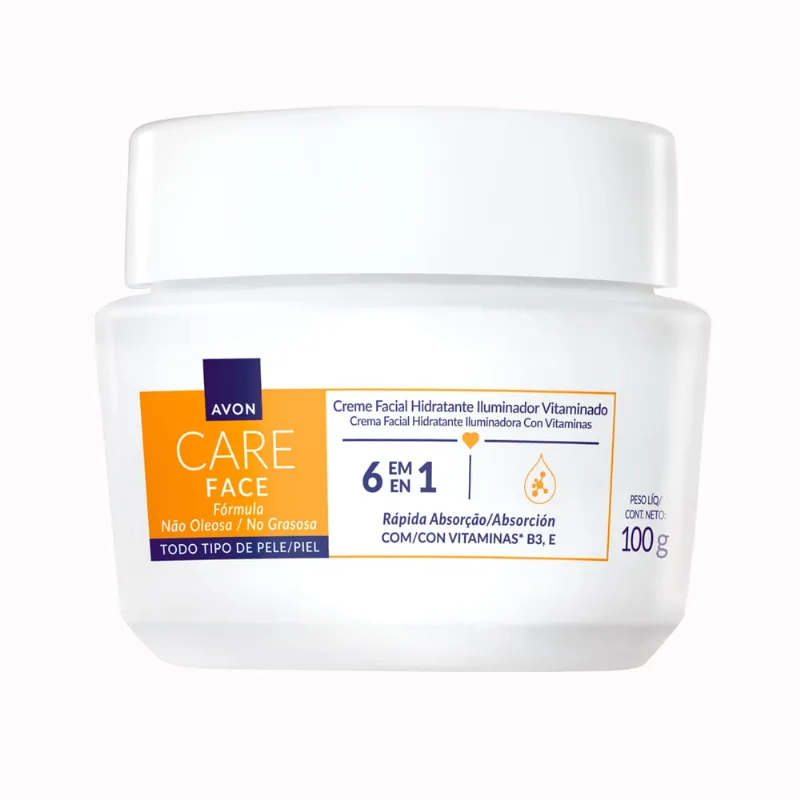 Creme Face Avon Care Hidratante Iluminador Vitaminado 6 em 1 100g