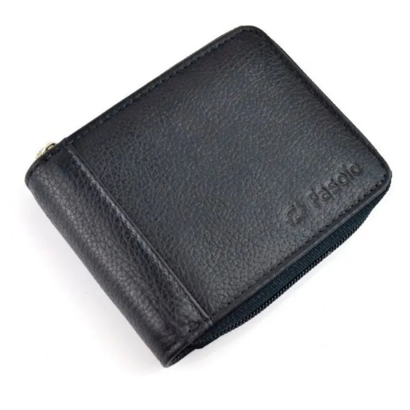 CARTEIRA MASCULINA COURO FASOLO ZÍPER H014 PRETA Cor:Preto;Tamanho:Único;Gênero:Homem