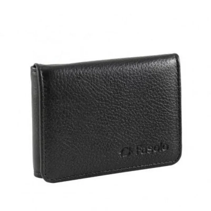 CARTEIRA COURO MASCULINA FASOLO "L" SLIM COMPACTA H010 PRETA