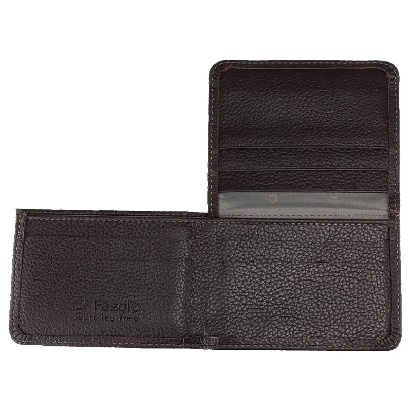CARTEIRA MASCULINA FASOLO COURO "L" SLIM COMPACTA H010 MARROM