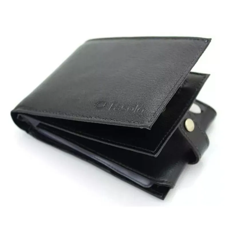 Carteira Masculina Couro Fasolo Com Porta Cheques H015-033 Preto
