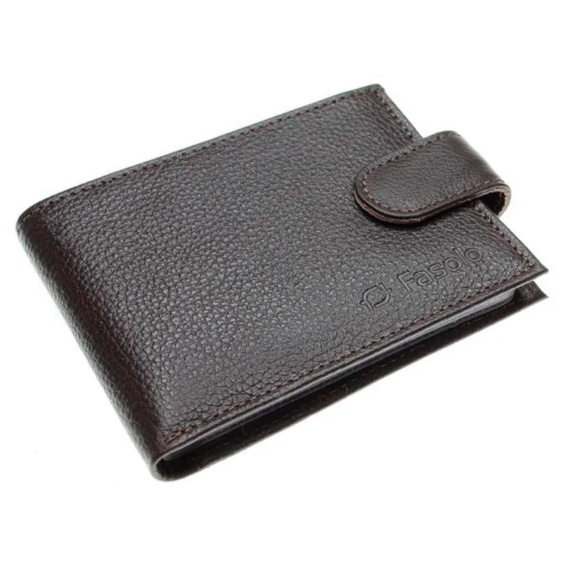 Carteira Masculina Fasolo de Couro com Botão H016033 Marrom Escuro - U
