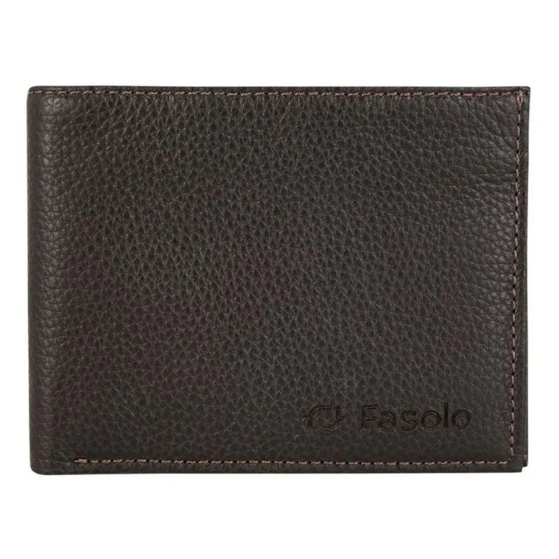 CARTEIRA MASCULINA COURO FASOLO ZÍPER NA NOTA H045 MARROM Cor:Marrom;Tamanho:Único;Gênero:Homem