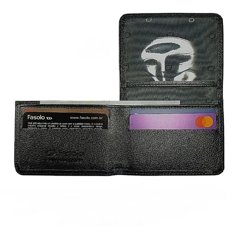 CARTEIRA MASCULINA FASOLO COURO "L" SLIM H060 FLOATER PRETA Cor:Preto;Tamanho:Único;Gênero:Homem