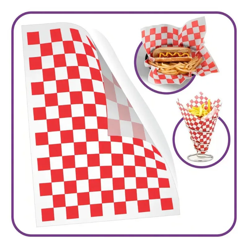 3x Papel Acoplado - Quadriculado Vermelho - (500 Unidades)