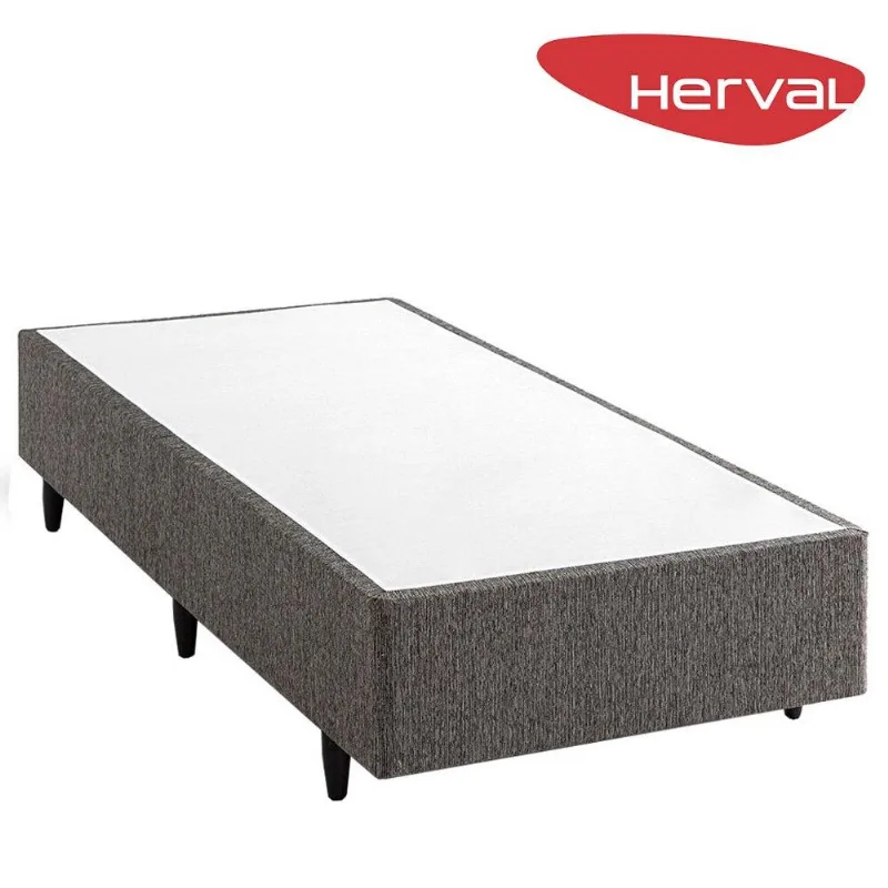 Base Cama Box Solteiro Herval Pequim, 39x88x188 Cm, Cinza