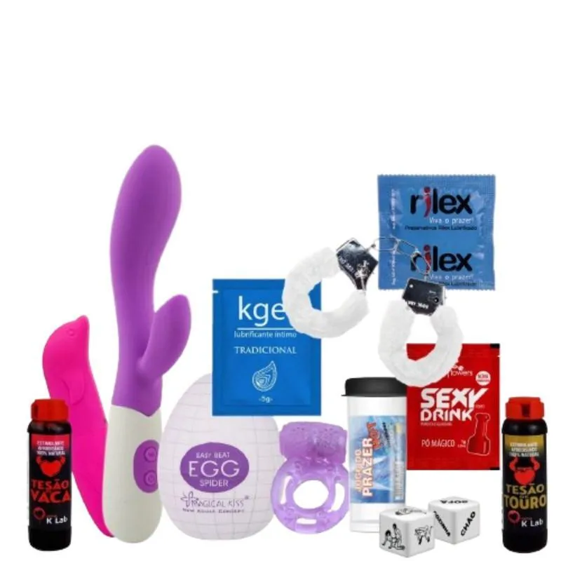 Kit Vibrador Ponto G E Clitóris + Pó Mágico + Lubrificante
