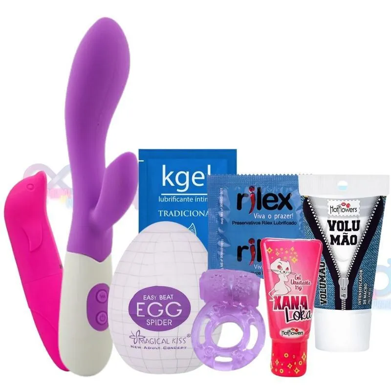 Kit Vibrador Ponto G, Golfinho + Anel + Lubrificantes