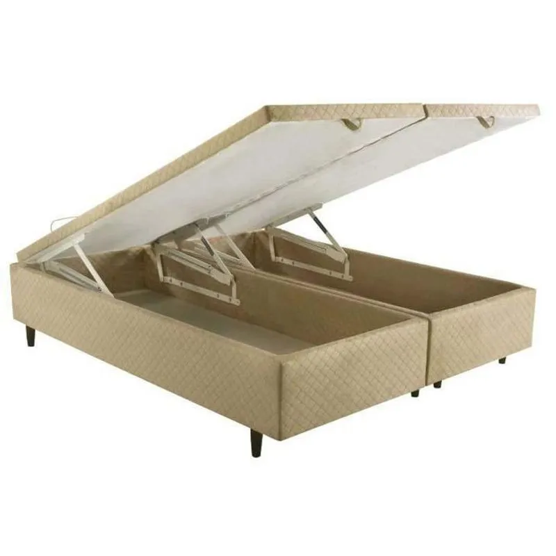 Cama King Baú Montana, 193 cm, Bege