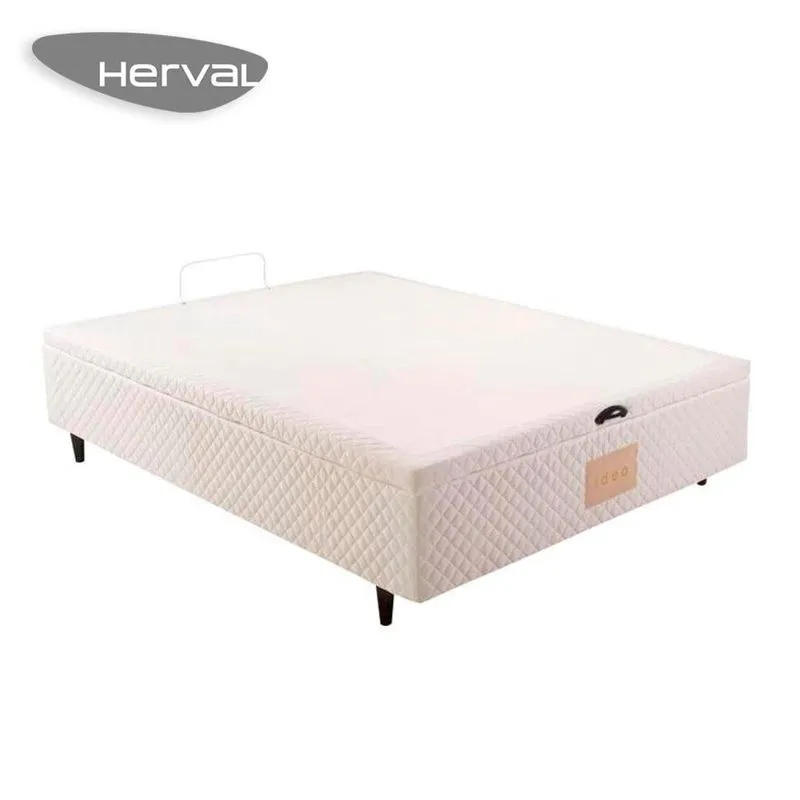 Cama Baú Casal Herval mh 1800, Branco, 138 cm