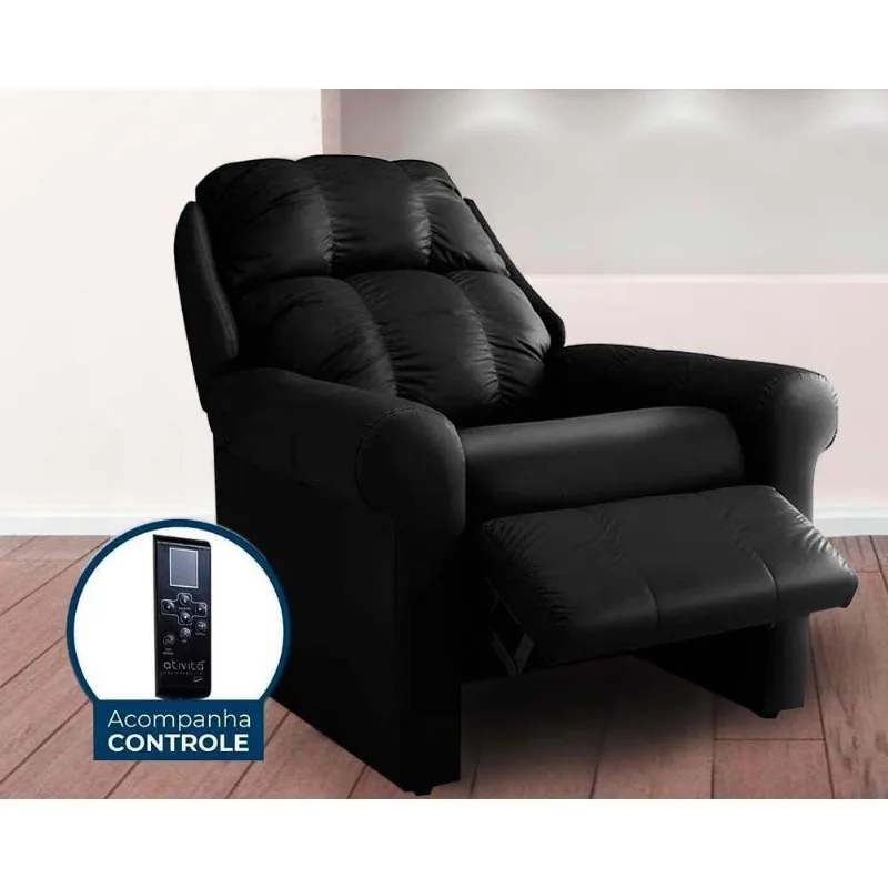 Poltrona Reclinável c/Massagem p/ Sala MH 1216 Two Way Courano Preto - Herval