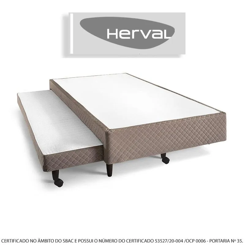 Base Cama Box Solteiro Herval Cobalt, 34x88x188 Cm, Cama Auxiliar Marrom