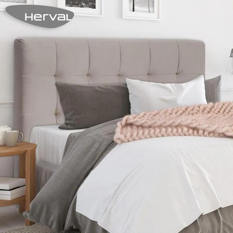 Cabeceira Estofada Herval King Comfy, 195 Cm, Veludo Molhado Bege