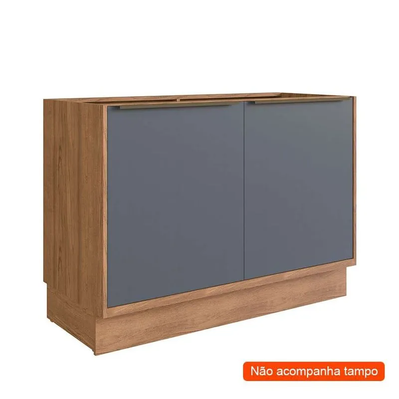 Balcão de Cozinha Herval Ten 2 Portas MDF Freijó e Grafito 120 cm