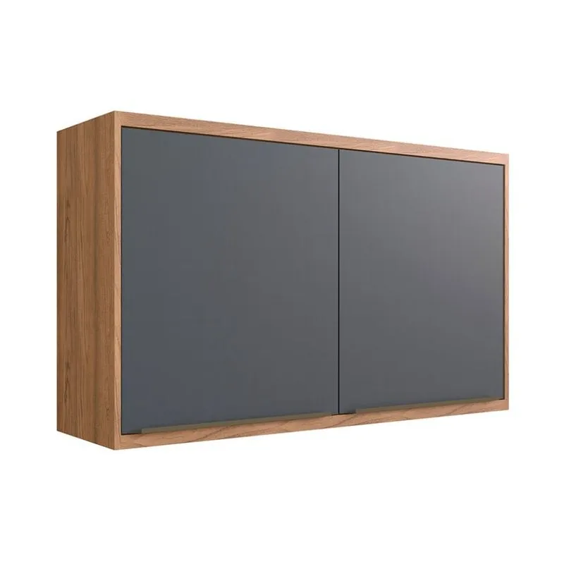 Armário Aéreo Cozinha Herval Ten MDF 2 Portas 120cm Freijó e Grafito