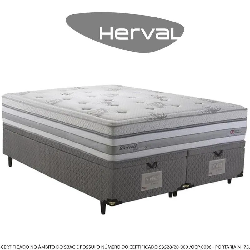 Cama Box Baú Queen Herval Detroit, Molas Maxspring, 85 x 158 x 198 cm