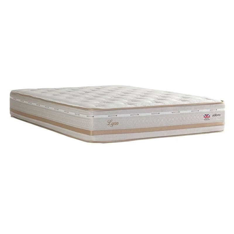 Colchão Casal Herval Lyon Molas Maxspring com Pillow Top Branco e Bege