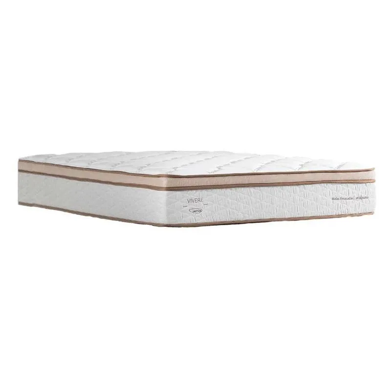 Colchão Casal Vivere Mola Ensacada (30x138x188) Branco e Bege