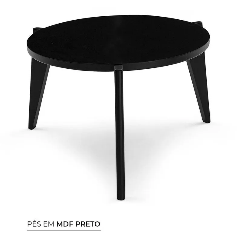 Mesa de Apoio Herval Coast, Tampo 60 cm, Preto