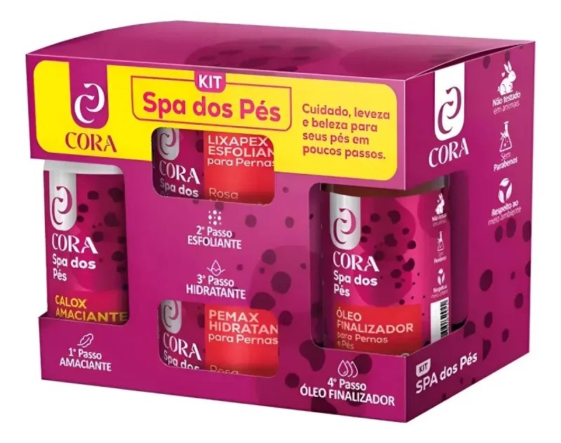 Kit Cora Spa Rosa Mosqueta Para Pedicure Com 5 Itens