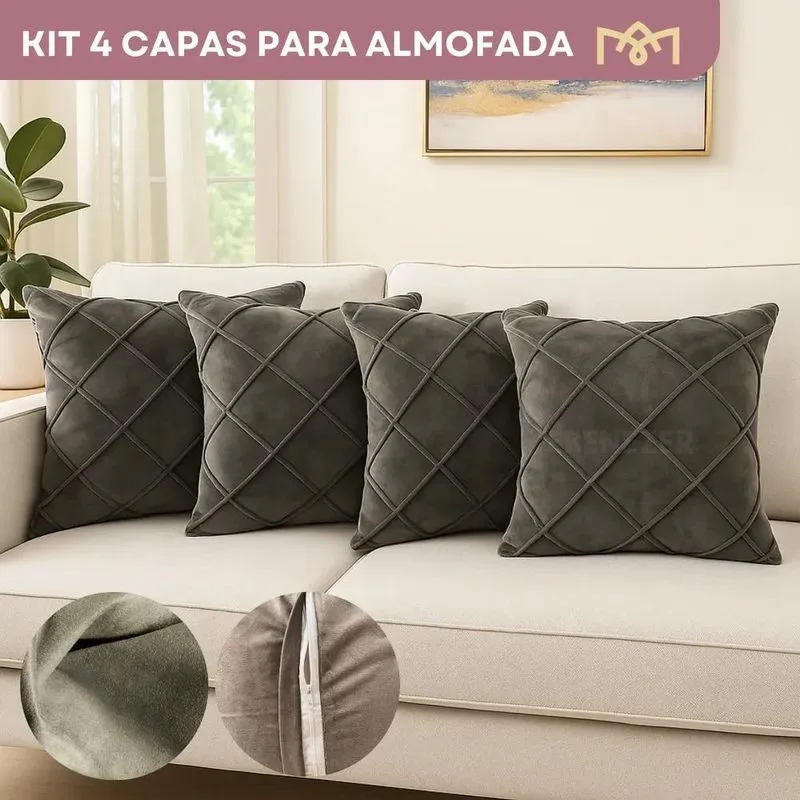 3x Kit 4 Capas De Almofadas Decorativa Moderna 40x40 Suede A