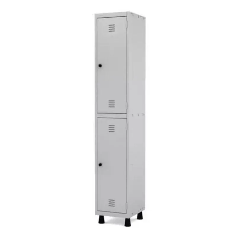 Armário para vestiário Roupeiro de Aço com 02 portas grandes 1,93x0,34x0,40m Cor Cinza pandin