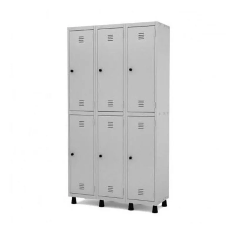 Armário para vestiário Roupeiro de Aço com 6 portas grandes 1,93x1,03x0,40m Cor Cinza pandin