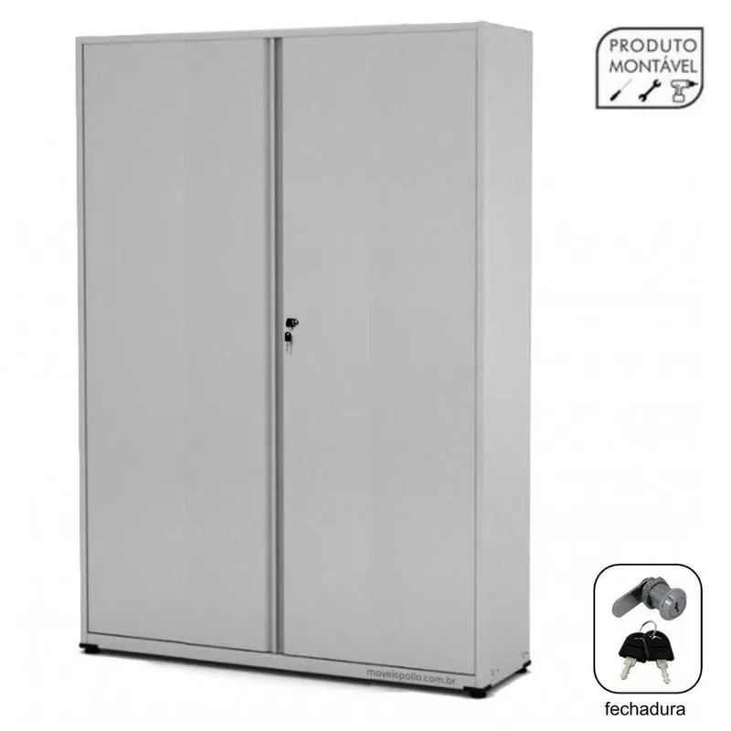 Armários de Aço com duas portas para despensa PA-120 2,00x1,20x0,40m chapa #24 pandin Cor Cinza
