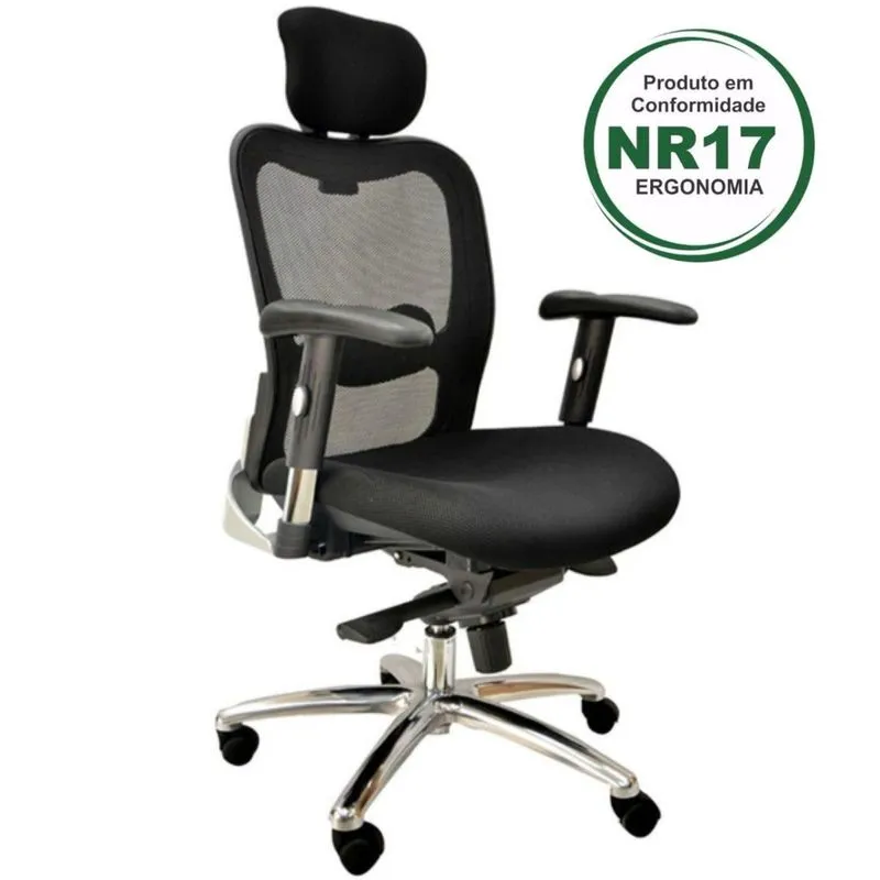 Poltrona Presidente tela - MK-4002 - (New Ergon) - Cor Preta - 30014.