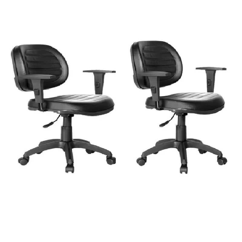 Kit com 2 Cadeiras Executiva Giratória Internauta Premium Preta