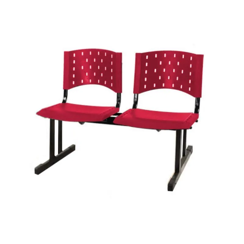 Cadeira Longarina para recepção plástica 02 Lugares Cor vermelho realplast