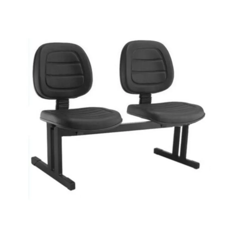 Cadeira Longarina Estofada para recepção executiva Costurada 02 Lugares Cor Preto