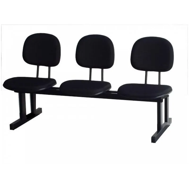Longarina para recepção secretária 03 Lugares Cor preta martiflex