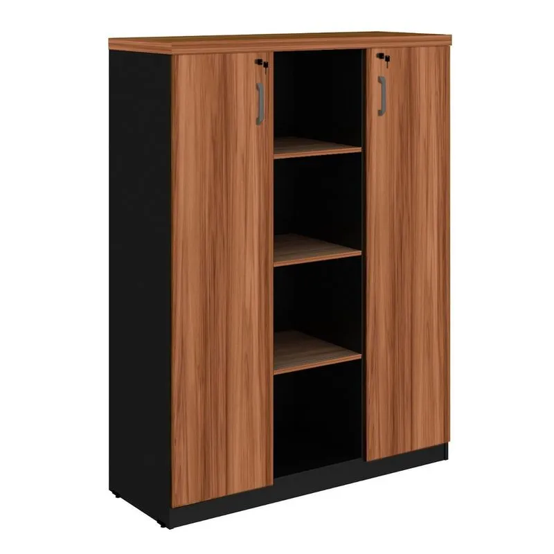 Armário Alto Credenza com Nicho - 1,61x1,20x0,45m - workstart- nogal sevilha/preto - 21415