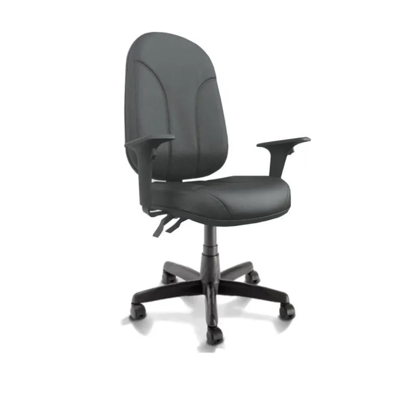 Cadeira Presidente Escritório Back System com regulagem de encosto Baixa Costurada com Braços Reguláveis Cor preto