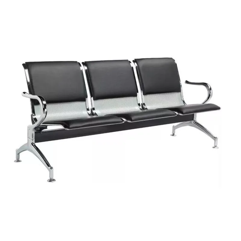 Longarina aeroporto estofada com 03 Lugares - Cor Cromada - ordesing - 33111