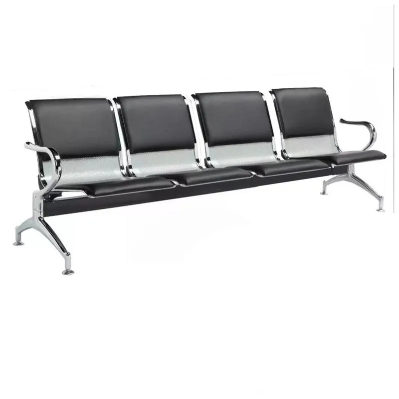 Longarina aeroporto estofada com 04 Lugares - Cor Cromada - ordesing - 33112