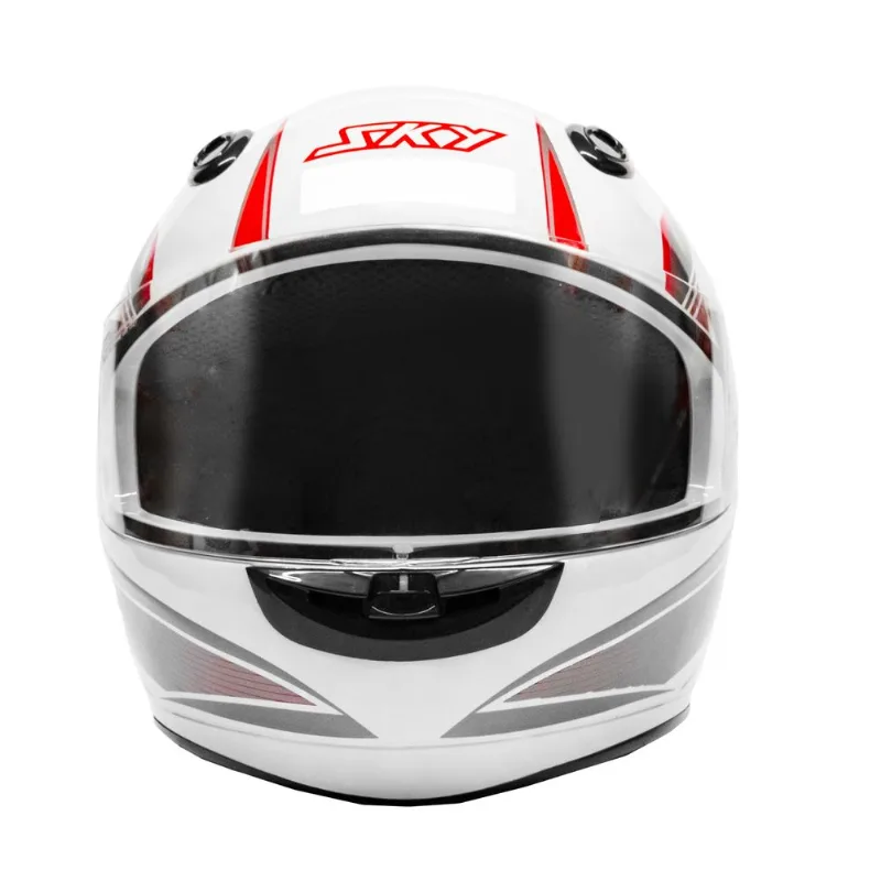 Capacete Sky Apolo Branco C/ Transfer Chumbo C/ Vermelho 62