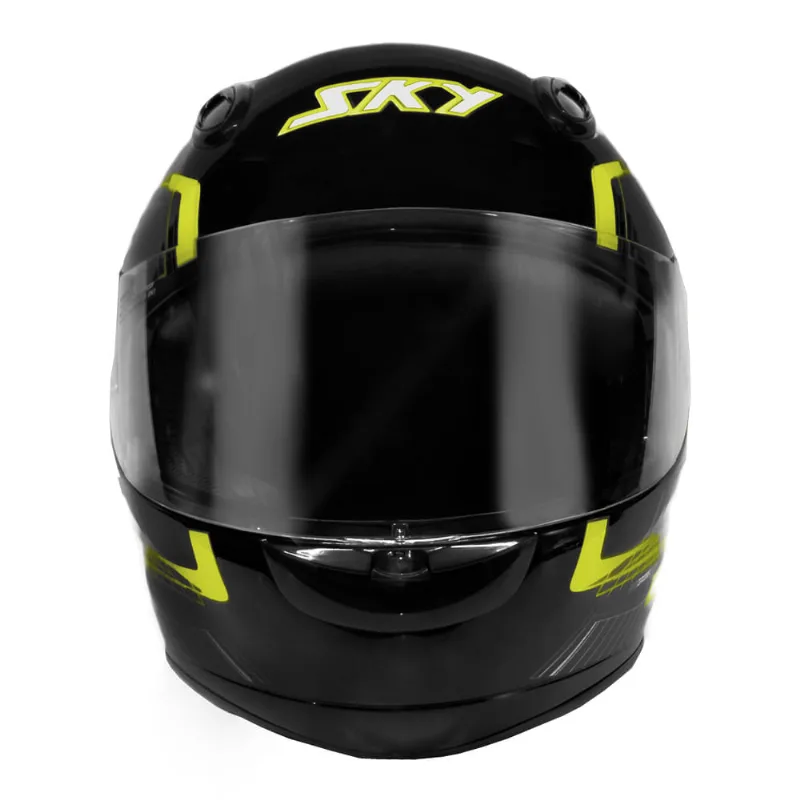 Capacete Sky Gamma Preto Brilho Transf Verde/amarelo 58