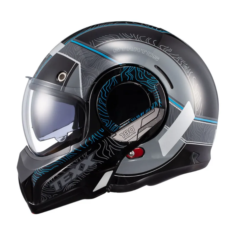 Capacete Texx Stratos 180 Topographic Preto E Azul 58
