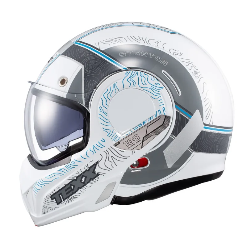 Capacete Texx Stratos 180 Topographic Branco E Azul 58