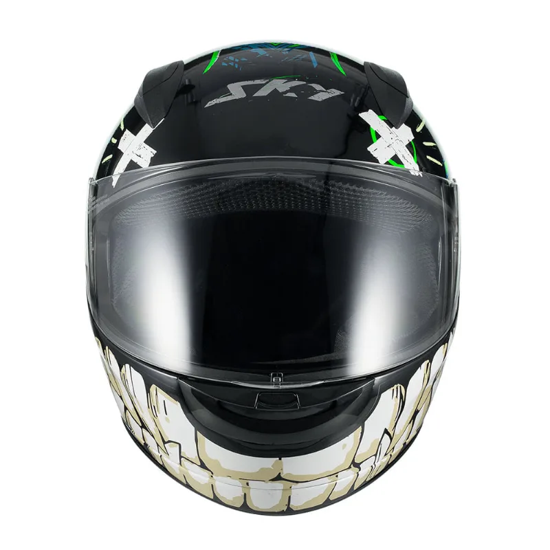 Capacete Sky Two Chaos Preto Fosco Transf Verde 62